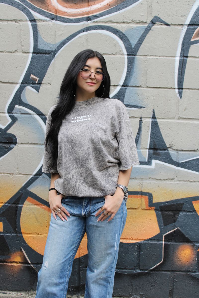 Camiseta gris mineral wash Money NTR - L, foto 3 de 5