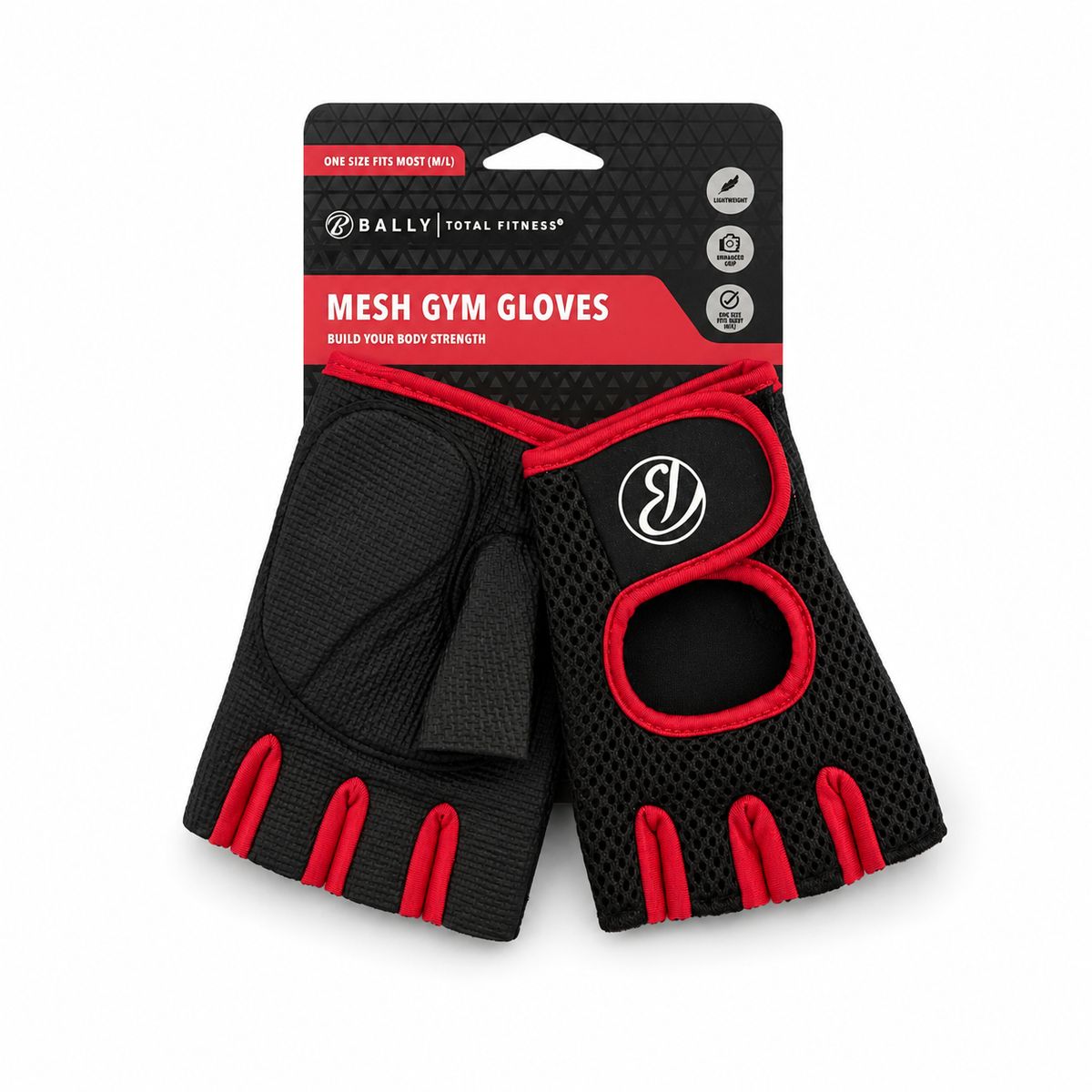 Guantes de entrenamiento Bally mesh negro rojo, foto 2 de 2