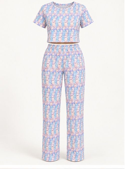 Pijama de dama con pantalón y blusa 080