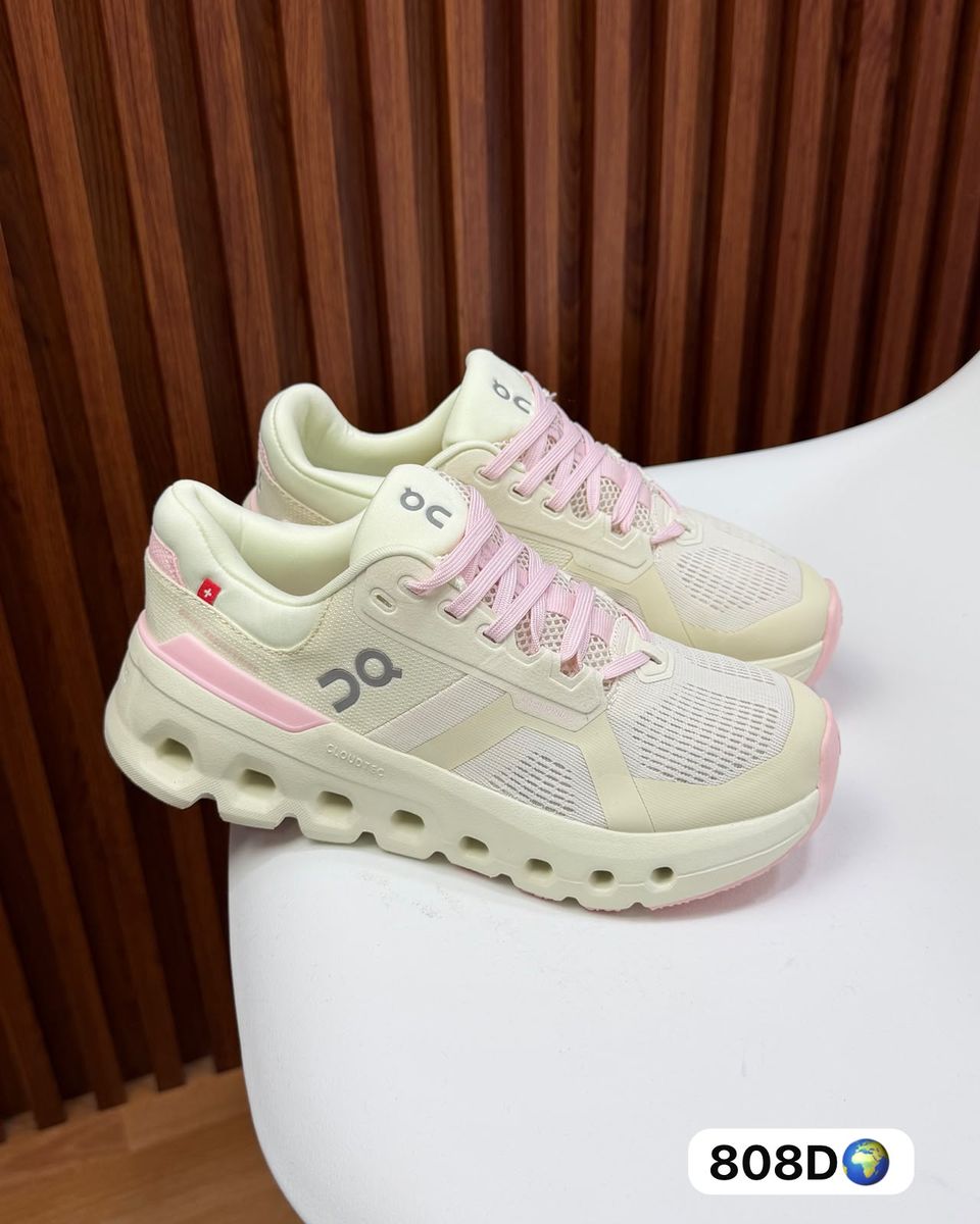 Zapatillas running beige y rosa
