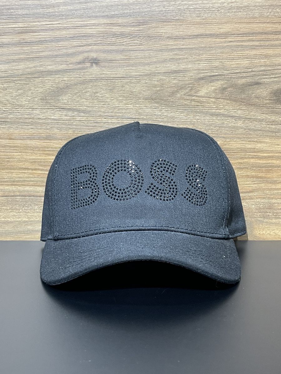 Gorra BOSS negra logo con aplicaciones